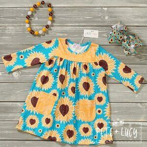 Pete + Lucy Dress Sz 2T Sunflower Love Long Sleeve Girls Toddler Dress NEW